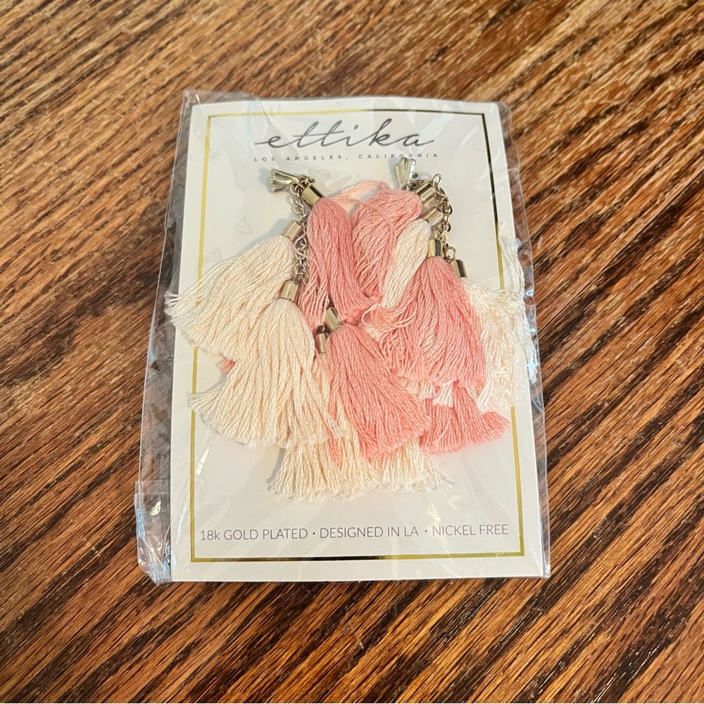 Ettika Daydreamer Pink and Cream Tassel Earrings